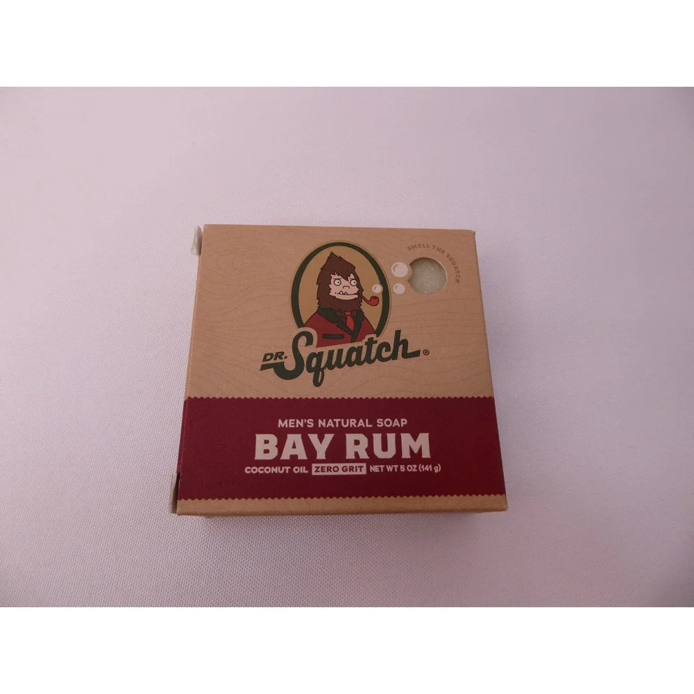 New Dr. Squatch Men's Natural Soap Bay Rum Zero Grit
